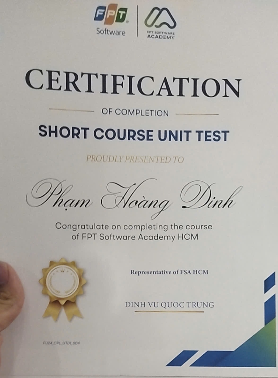 Unit Test Certificate